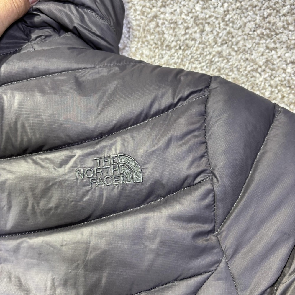 The North Face Jacket Womens Medium Gray 550 Down Hooded Long Puffer Parka Coat - Picture 8 of 11